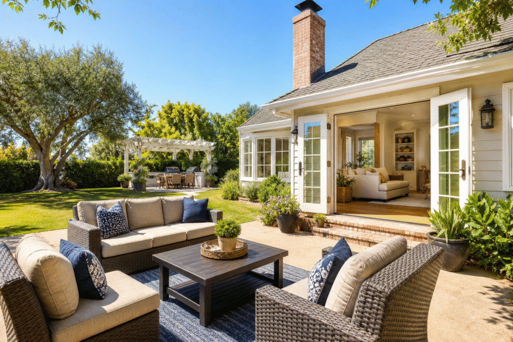 Well-kept residential property with finished pest control work and clear open sky